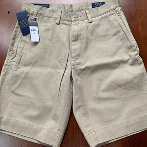 Mens Polo Ralph Lauren Chino SHORTS Classic Fit 30” Waist NWT 9” long dark beige